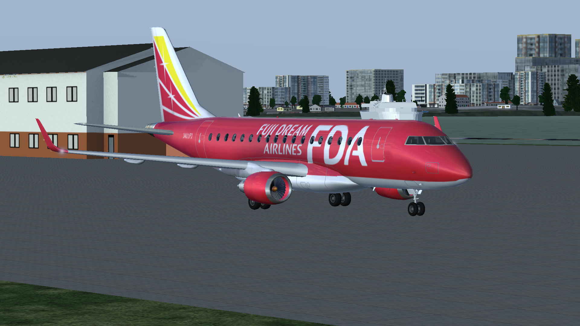 Fuji Dream Airlines livery design for the FlightGear Embraer E-Jet